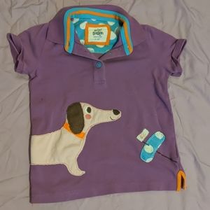 Mini boden shirt 5-6 purple dog applique